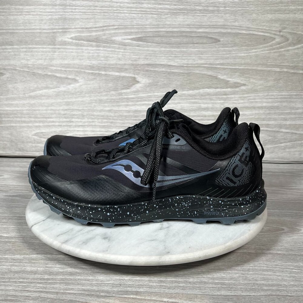 Saucony Peregrine 12 ICE+ 3 Womens 10 Running Shoes Black Blue Trail Outdoor - Picture 7 of 15